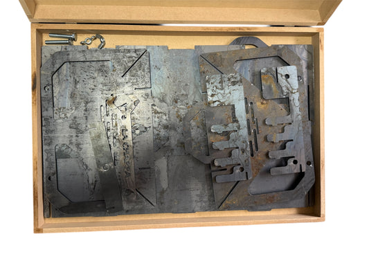 Parrilla portátil brasero con caja de madera